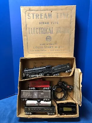 MARX Vintage 25000 STREAM LINE Electric O Gauge METAL Train Set ORIGINAL Box+Lid • $595