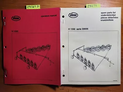 Vicon H1350 Ten Wheel Rake Owner's Operator's Manual 70.002.864 + Parts 59006 • $15