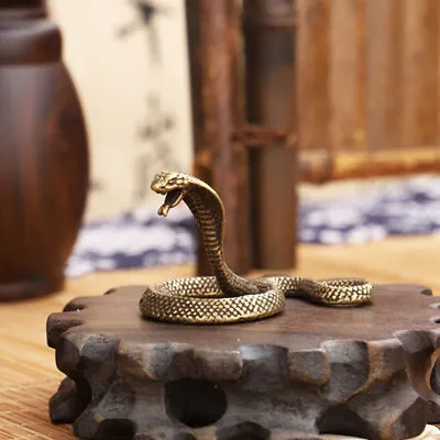 Antique Bronze Cobra Boa Snake Statue Miniature Figurines Copper Zodiac Ornament • $11.05