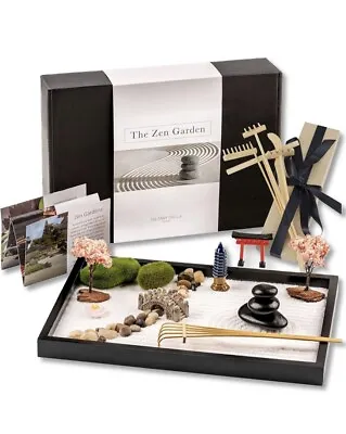 Island Falls Home Zen Garden Kit. Decor Mini Rock Garden 11” X 8” Black Tray • $39.98