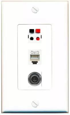 3 Port 1 Gang Jack Face Cover Cable Plastic 3-5MM PHONE SPEAKER Wall Plate • $19.94