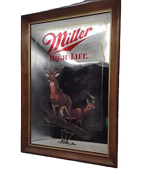 Miller High Life Wildlife Series WHITE TAILED DEER Bar Mirror 1st Printing • $75