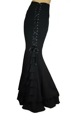 Victorian Steampunk Gothic Mermaid Fishtail Long Skirt Costume Black Size 10 • $45.95