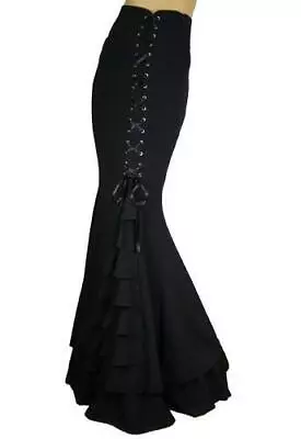 Victorian Steampunk Gothic Mermaid Fishtail Long Skirt Costume Black Size 22 • $55.95