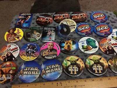 25 Vintage Movie Buttons Collection Of 25 Pins Lot PP • $17.50
