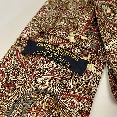 BROOKS BROTHERS Tie Foulard Ancient Madder Maroon Paisley Made In New York    B1 • $26.89