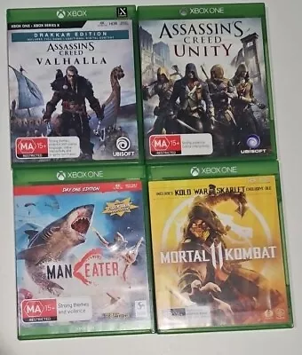 Xbox One -series X Games X 4 Assassins Creed Unity & Valhalla Mortal Kombat 11 + • $24