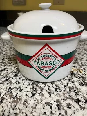 Tabasco Ceramic 2.5 Quart Pot  With Lid - W/O Spoon - Nice • $12