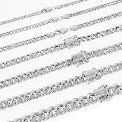 Real 10K White Gold 3mm-9mm Miami Cuban Link Chain Necklace Mens Womens 16 - 30  • $212.99