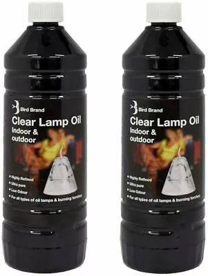 Bird Brand Clear Lamp Oil Indoor Outdoor Fuel Oil Lamps Burning Torches 2 X 1L • £13.45