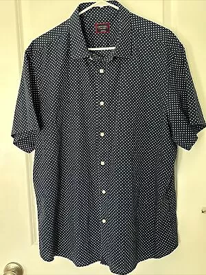 UnTuckIt Navy Polka Dot Short Sleeve Shirt Sz XXL • $20