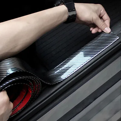 Black Carbon Fiber Car Door Plate Cover Anti Scratch Sticker Accessories 3CMx 1M • $8.62