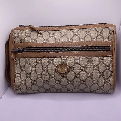 GUCCI GG Plus Clutch Hand Bag Purse PVC Leather Brown Auth /180 • $85