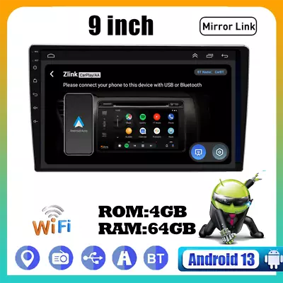 9inch Android13 Carplay Auto Quad Core GPS Navigation Car Stereo Player SWC 64GB • $79.79