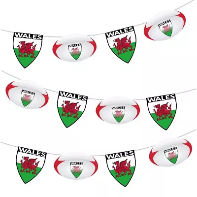 Rugby Wales Flag Ball Bunting Party Decorations For World Cup -12pcs 2.5m • £6.95