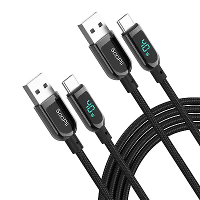 $29.76 • Buy USB C Cable,[6.6Ft,2-Pack],40W PD Fast Charging Type-C Cable With LED Display 