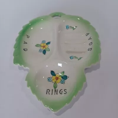 Vintage Ceramic Divided SOAP RINGS PAD Floral Storage Kitchen Sink Dish • $18.99