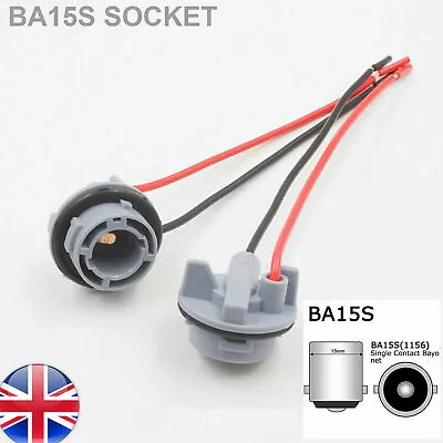 2x BA15S 1156 Plastic Wired Light Bulb Socket Holder - P21W Cars Vans TRUCKS LED • £6.99