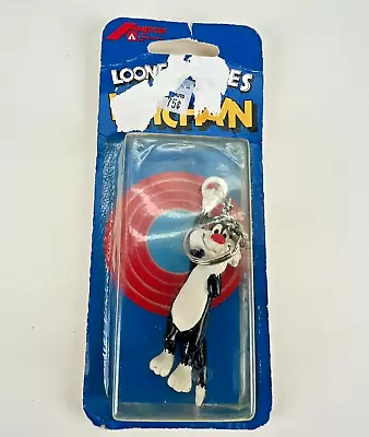 Vintage 1989 Warner Brothers  Looney Tunes Keychain Sylvester Cat Figure + Chain • $23