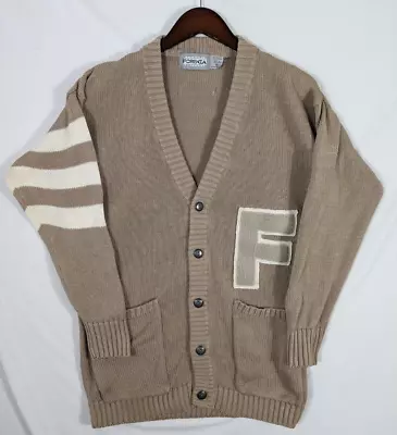 Vtg Forenza Varsity Cardigan Sweater Letterman Oversized 80s 90s V Neck Size S • $44.95