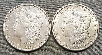 Lot Of 2 Morgan Silver Dollars - 1881 & 1885 • $64