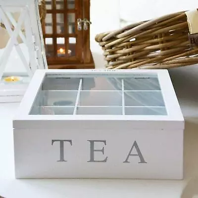 Wooden Tea Box Bag Chest 9 Compartment Kitchen Storage Tea Caddy • $48.14