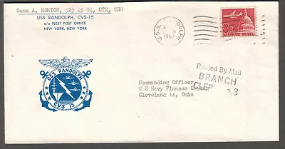 1963 Cachet Cover Gene  A Horton CT2 USS Randolph CVS-15 To Navy /branch Clerk 3 • $6