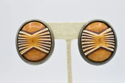 $58.36 • Buy Ben Amun Earrings Clip Chunky Heavy Scarab Cabochon Statement Signed RARE BinAB