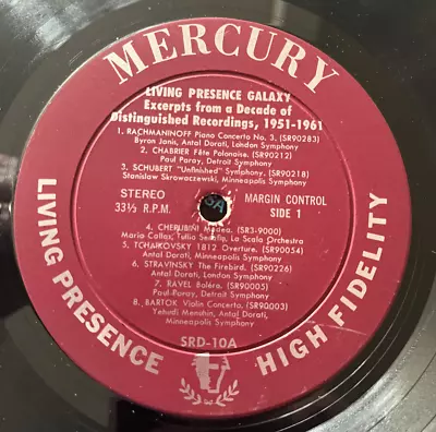 MERCURY LIVING PRESENCE GALAXY Brahms Violin Concerto SZIGETI Menges SRD-10 • $1.25