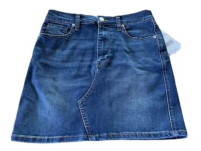 Free People Skirt Denim Stretch Size 27 Blue  Jean Mini Straight New Nwt • $20