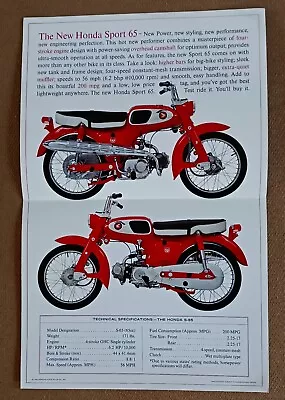 Vintage 1965 NEW HONDA SPORT 65 MOTORCYCLE POSTER AD Central City PA Nice! • $14.99