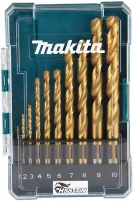 Makita D-72849 HSS-TIN Drill Bit Set (Pack Of 10 Pieces) • £10.75