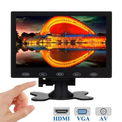 Touch Buttons 7  Inch LCD Monitor HD Display Screen W/ Speaker HDMI/AV/VGA Input • £46.88