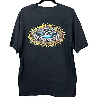 VTG Y2K Disneyland Pirates Of The Caribbean T-Shirt Oval Graphic Black Sz Large • $22