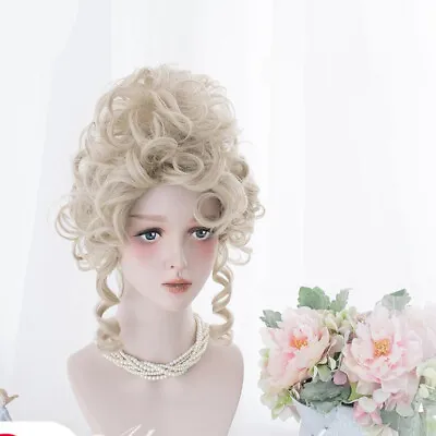 Blonde Vintage High Updo Wig Renaissance Duchess Noble Lady Lolita Hair Costume • £51.53