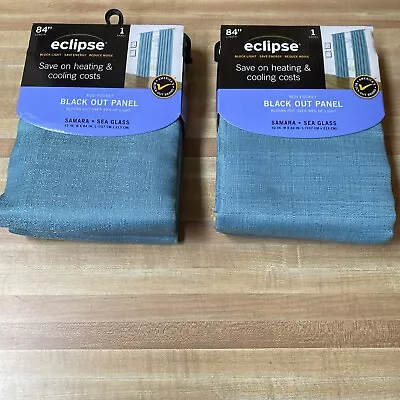 Eclipse Blackout Curtains 2 Panels New Samara Sea Glass 42” X 84” Rod Pocket • $24.99