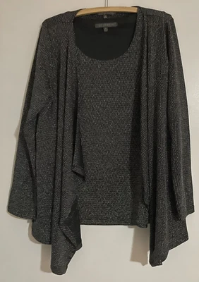 $20 • Buy BNWOT Liz Jordan Black &Silver Twin Set Singlet &Jacket Dressy Cocktail Sz10