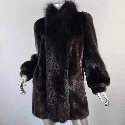 Giorgio Sant Angelo~m/l~vintage Ranch Brown Genuine Mink Fur Real Fox Coat • $365