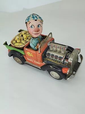 Vintage 9.5  John's Farm Truck Tin Litho Japan Battery Toy For Restore RARE • $44