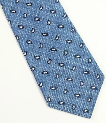 $ 175 New Mens Kired By Kiton Blue Pasley Linen Silk Neck Tie Made In Italy • $49.99