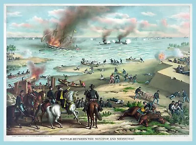 11056.Decoration Poster.Home Wall.Room Art.Battle Monitor Vs Merrimac.History • $60