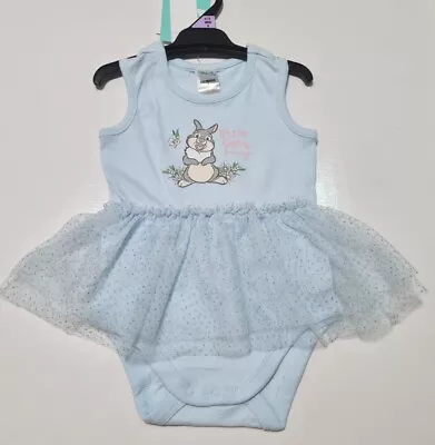 Baby Girl Disney Dress Romper Bambi Bnwt Size 0 6-12 Months Thumper Bunny Blue💙 • $14.99