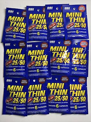 12 Packs 72 Caps MINI THIN 25/50 ENERGY BOOSTER FREE SHIP From TN 2 Month Supply • $24.99