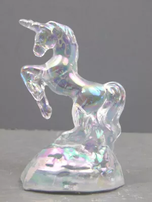 Former Fenton Mold Crystal Carnival Iridized Unicorn Figurine Mosser Glass • $39.99