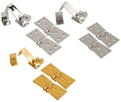 Heavy Duty Counterflap Hinges & Catch Chrome Brass Counter Flap Bar Hinge Catch • £10.99