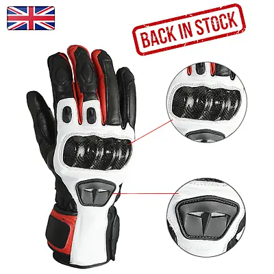 Motorbike Winter Handmade Leather Gloves Premium Carbon Knuckle Motorcycle • £24.99