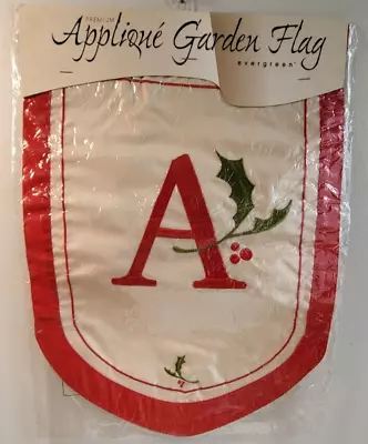 Christmas Holiday Garden Flag Monogram Applique Letter A Red 12x18 Double-Sided • $13.98