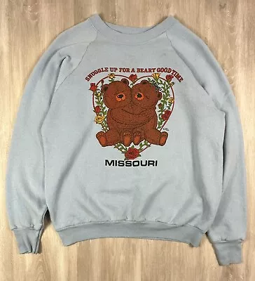 Vintage Missouri Teddy Bears Made In USA Size Medium Crewneck Sweater 80s 90s • $14.99