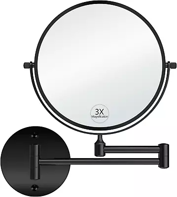 Wall Mounted Magnifying Mirror Pivoting Arm Double Sided Swivel Makeup Vanity Bl • $40.24