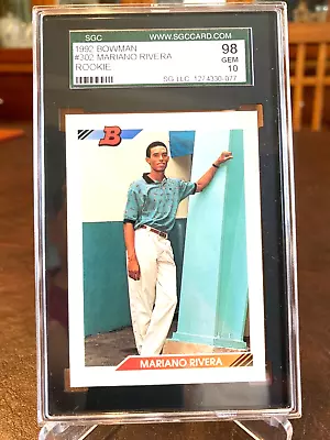 Mariano Rivera 1992 Bowman Rookie Card #302 Hof Yankees Graded Sgc 98 Gem Mint • $450